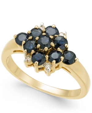 image of Sapphire (1-1/3 ct. t.w.) & Diamond Accent Cluster Ring in 14k Gold