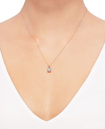 Macy's - Diamond Cluster 18" Pendant Necklace (1/10 ct. t.w.) in 10k Gold