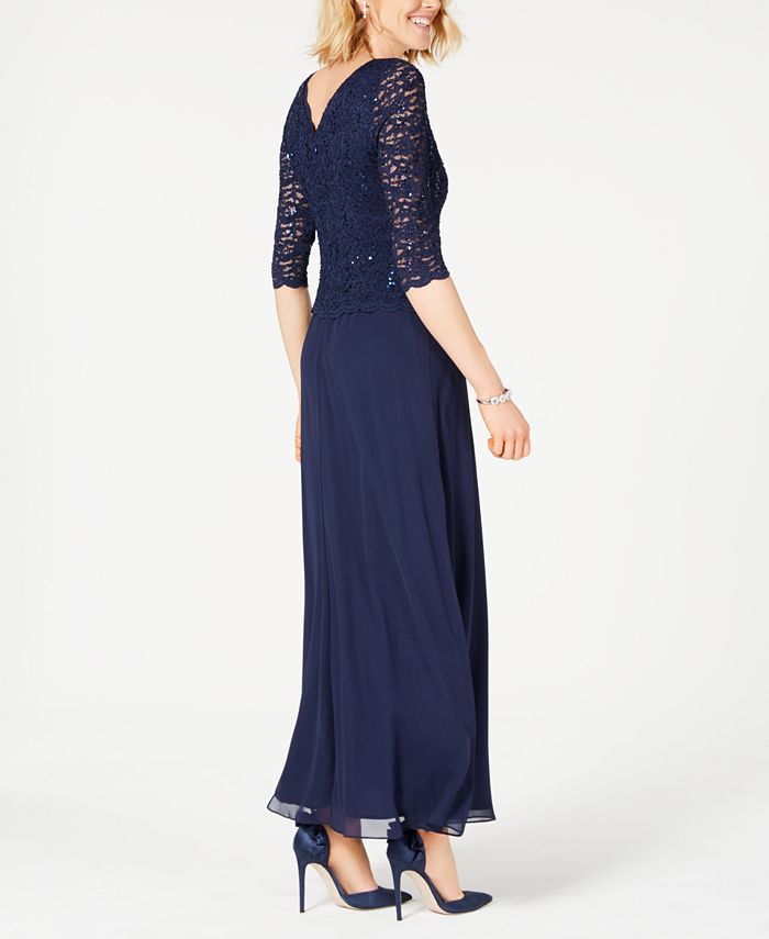 alex evenings sequined lace gown