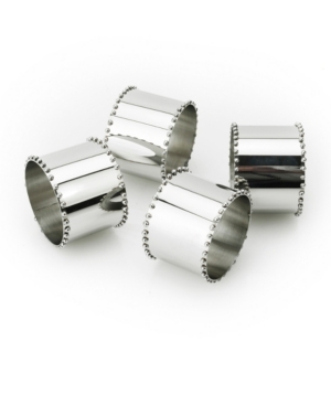 Classic Touch Nickel Napkin Rings With Beaded Design In Silver
