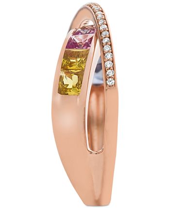 Macy's - Multi-Sapphire (1-1/2 ct. t.w.) & Diamond (1/8 ct. t.w.) Ring in 14k Rose Gold