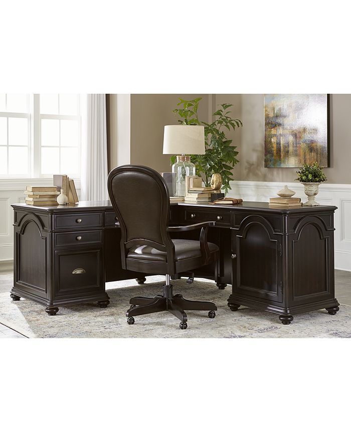 Furniture Ebony Home Office Round Back Upholstered Desk Chair Macy's