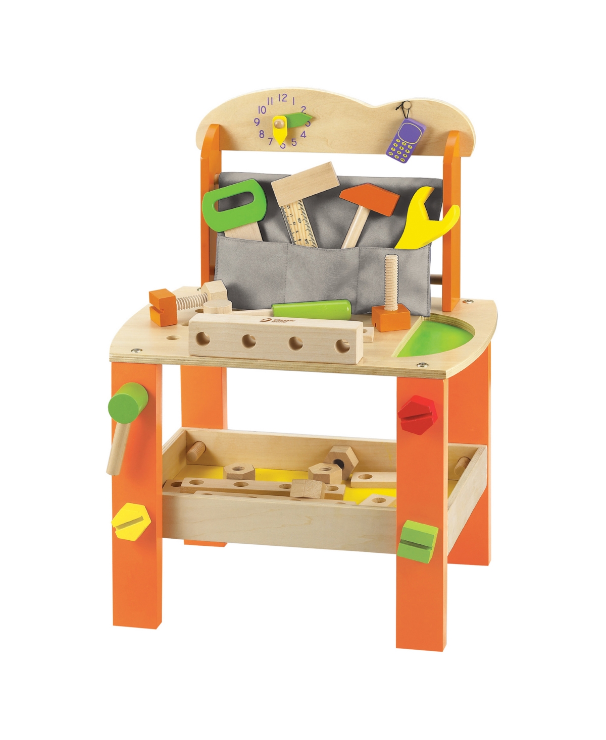 Classic Toy Kids' Wood Work Bench With Tools In Orange