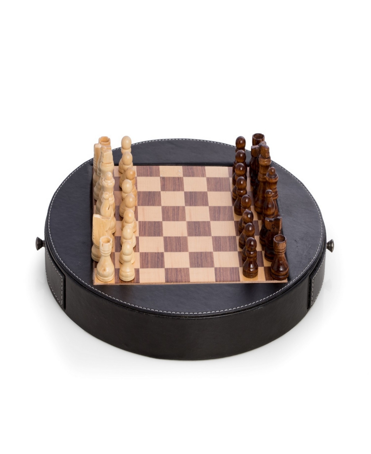 Bey-berk Leather Chess Set In Black
