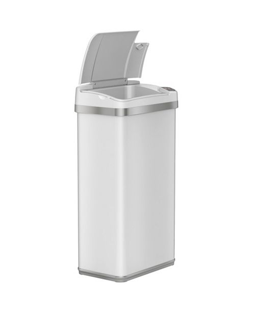 Halo 4 Gallon White Steel Touchless Trash Can with ... My 4 year old son is obsessed with trash trucks and bins.