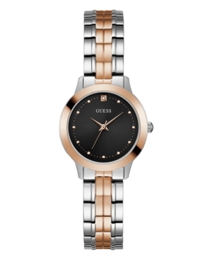 image of Guess Women-s Two Tone Rose Gold Black Diamond Watch 30mm, Created for Macy-s
