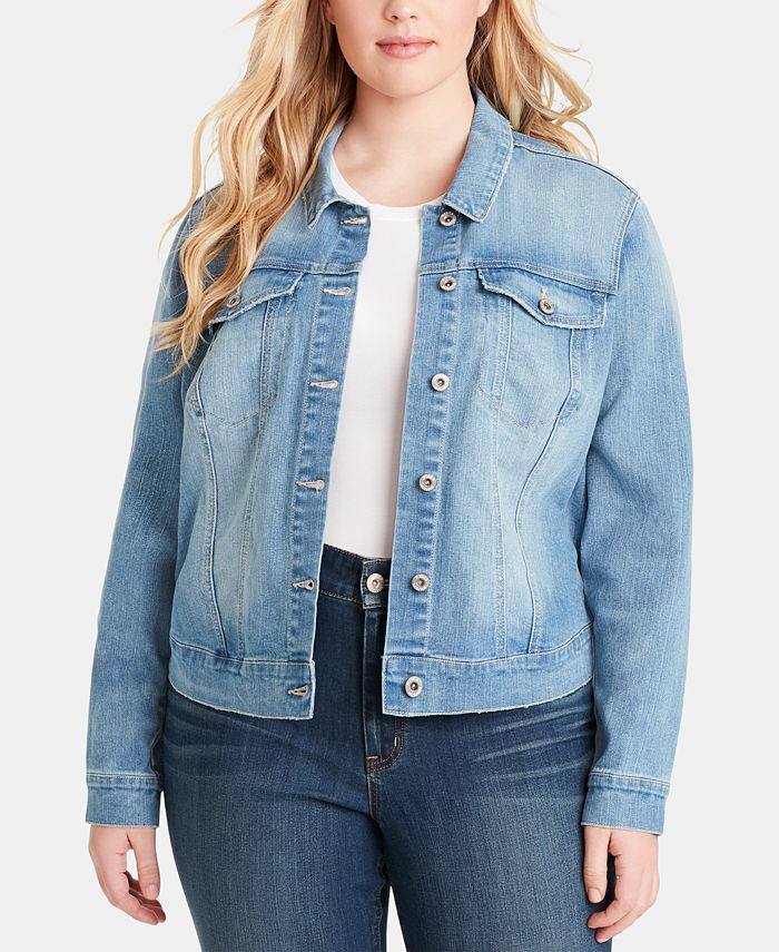 Jessica Simpson Trendy Plus Size Cotton Denim Jacket - Macy's