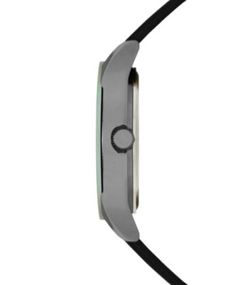 Geoffrey Beene Black Dial Smooth Black Strap Genuine Diamond Watch