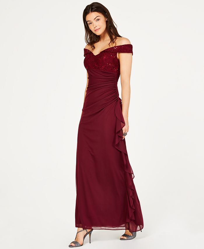 Betsy and adam sequined off the shoulder dress shop