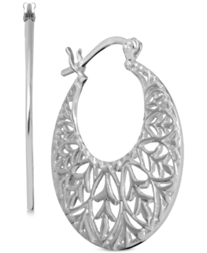 image of Essentials Openwork Pattern Small Hoop Earrings s in Fine Silver-Plate