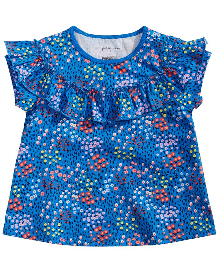 First Impressions Toddler Girls Floral-Print Ruffle Top, Created for ...