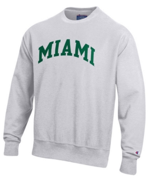 Champion Men's Miami Hurricanes Reverse Weave Crew Sweatshirt