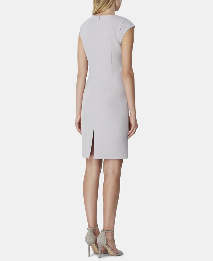 tahari tie front crepe sheath dress