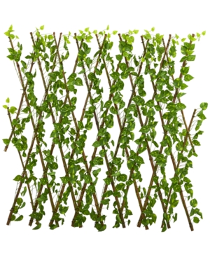 Nearly Natural 47" Pothos Expandable Fence Uv Resistant & Waterproof In Green