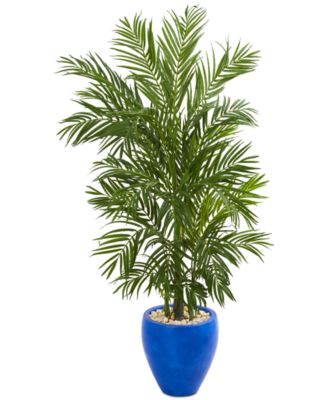 Nearly Natural - 5.5' Areca Palm Artificial Tree in Blue Planter