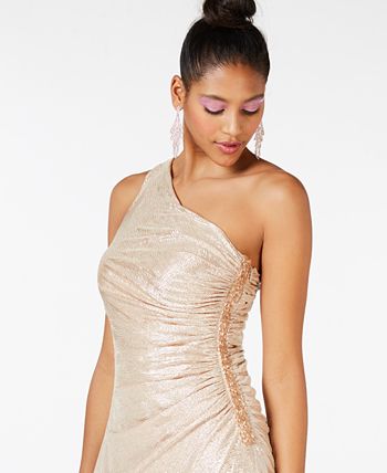 Calvin Klein - One-Shoulder Metallic Gown