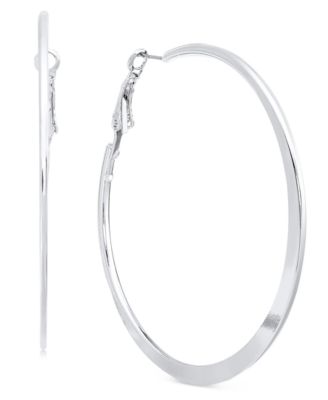 Alfani - Silver-Tone Flat-Edge Hoop Earrings
