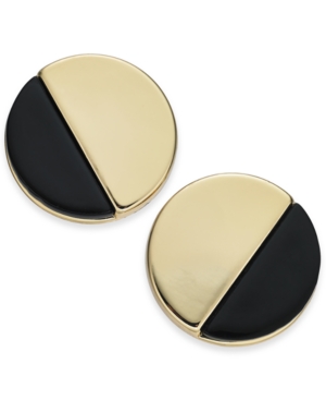 image of Alfani Gold-Tone & Black Acrylic Round Button Earrings, Created for Macy-s