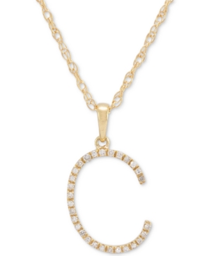 image of Diamond (1/10 ct. t.w.) Initial Pendant Necklace in 10k Gold, 16