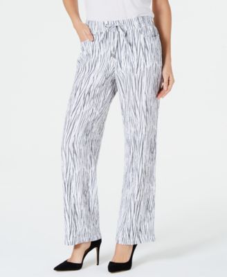 Printed Crinkle Drawstring Pants 