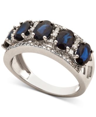 Sapphire (2-7/8 ct. t.w.) & Diamond (1/3 ct. t.w.) Ring in 14k White Gold (Also in Emerald, Tanzanite and Ruby)