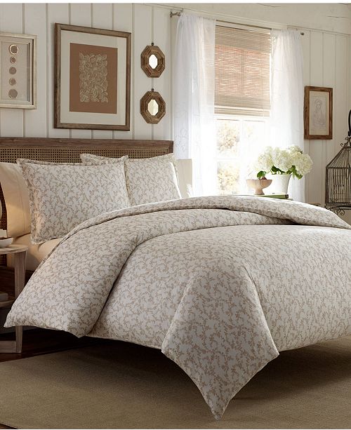 Laura Ashley Core Victoria Pastel Brown King Flannel Comforter Set