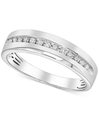 Macy's - Men's Diamond Channel-Set Band (1/6 ct. t.w.) in 14k White Gold or Yellow Gold
