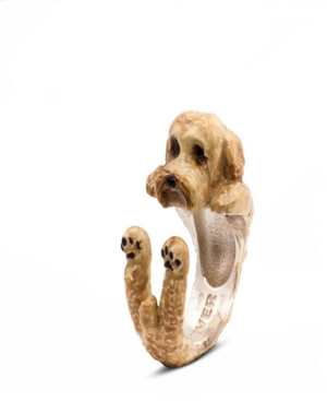 image of Labradoodle Beige Hug Ring in Sterling Silver and Enamel