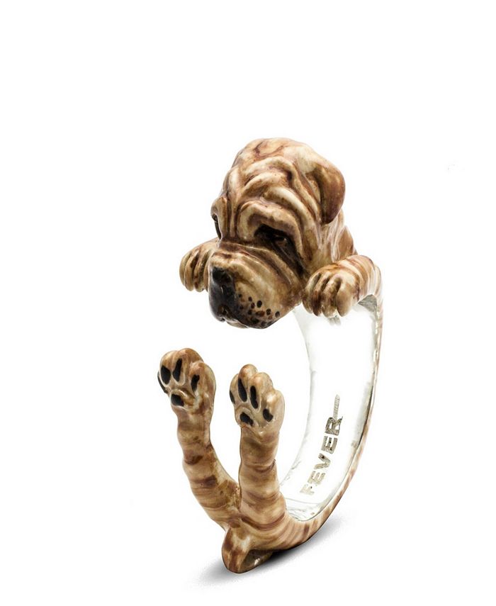 Dog Fever Shar Pei Hug Ring in Sterling Silver and Enamel - Macy's