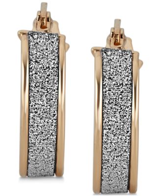 Macy's - Glitter Hoop Earrings in 14k Gold