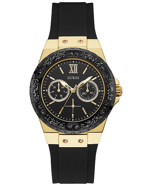 Guess Women S Black Silicone Strap Watch 38mm Reviews Watches Jewelry Watches Macy S