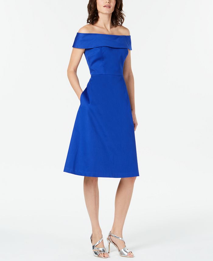 Macy's calvin klein sales off shoulder dress