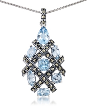 image of Blue Topaz (5 ct. t.w.) Pendant & Marcasite on 18
