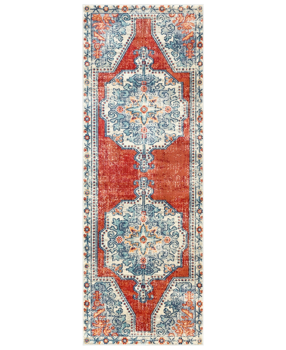 Surya Bohemian Bom-2300 Bright Red 2'11in x 7'10in Runner Area Rug - Bright Red