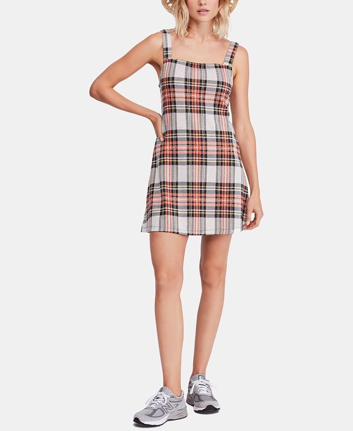 Plaid spaghetti 2025 strap dress