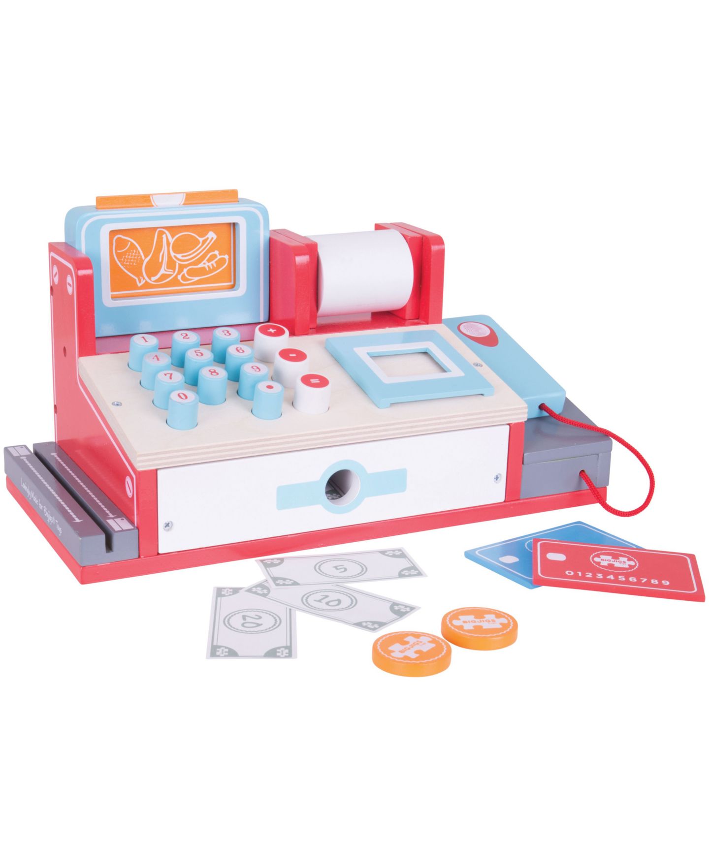 Детские игрушки Bigjigs Toys Wooden Scanner Cash Register, 30-Piece, Ages 3+ — фото 2