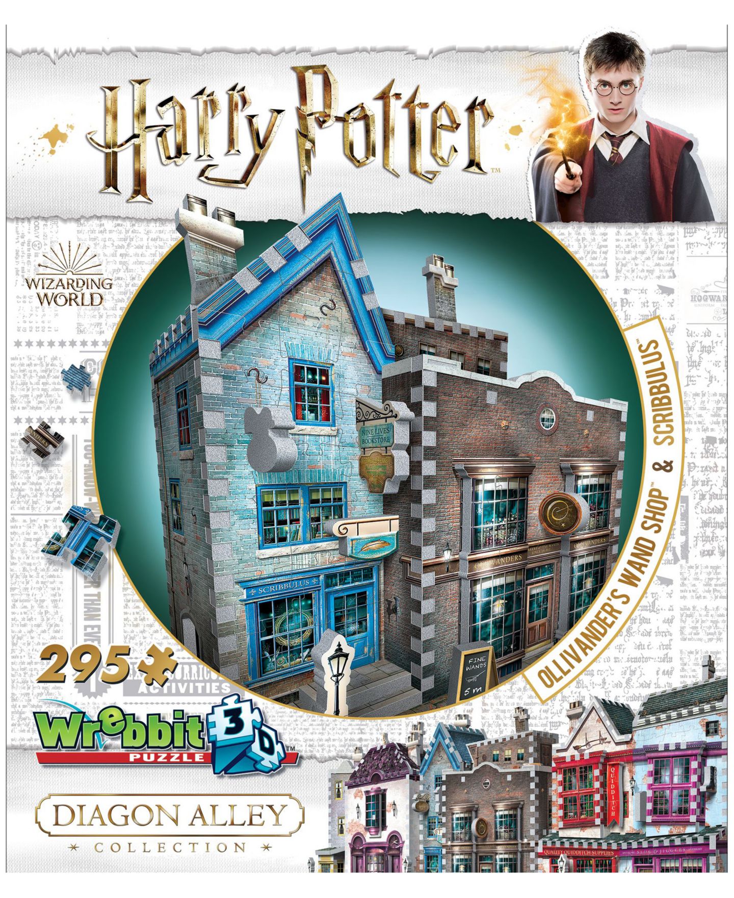 Детский пазл Wrebbit Harry Potter Ollivander's Wand Shop and Scribbulus 295-Piece 3D Puzzle, от 12 лет — фото 1