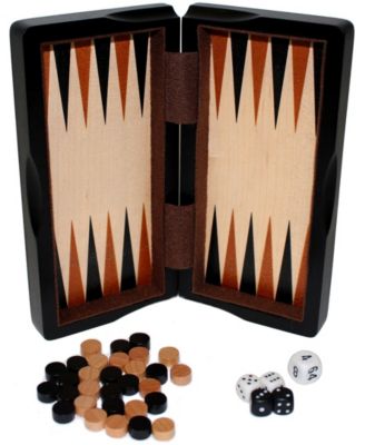 Classic Game Collection - 8" Magnetic Dark Wood 3 in 1 Game Set