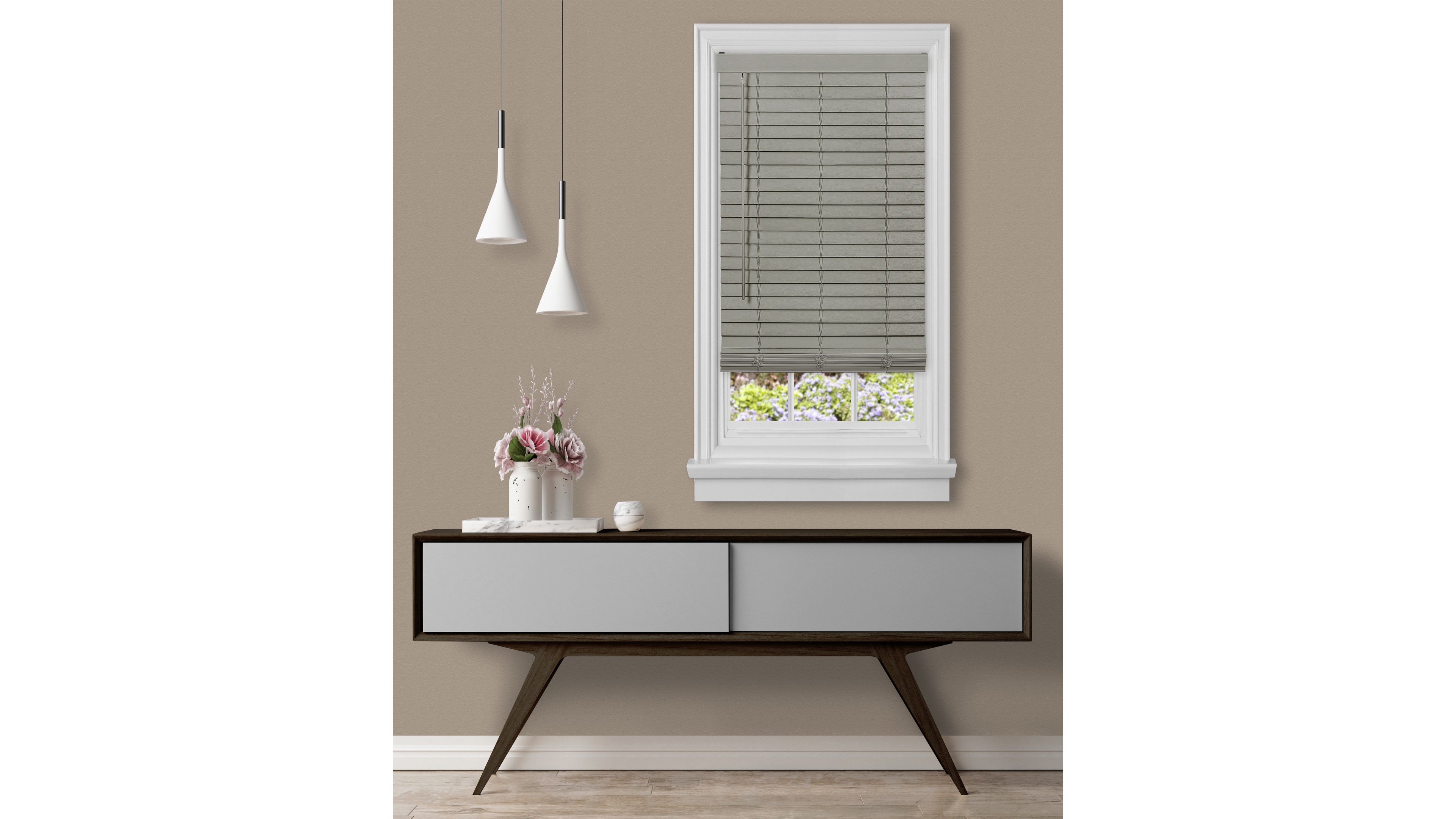 Achim Gii Madera FalsaCordless Faux-Wood 2" Plantation Blind, 48" x 64"