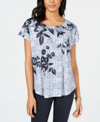 Style & Co - Printed Scoop-Neck T-Shirt