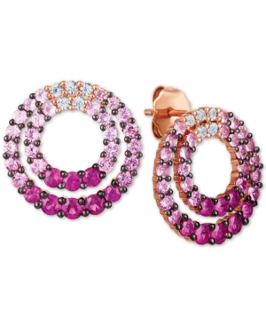 image of Le Vian Strawberry Layer Cake Multi-Gemstone Ombre Double Circle Drop Earrings (2-1/6 ct. t.w.) in 14k Rose Gold