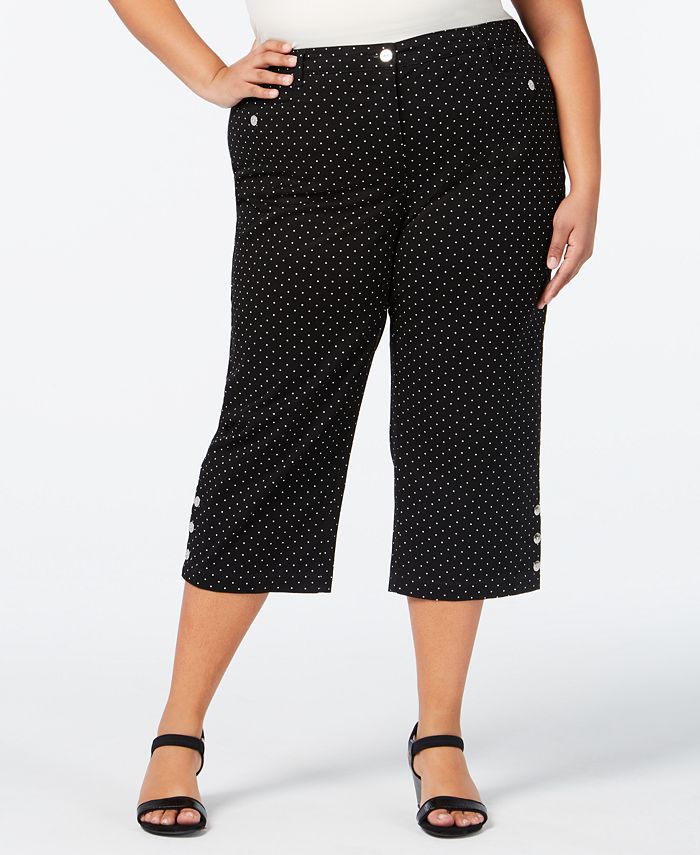 Karen Scott Plus Size Button-Hem Capri Pants, Created for Macy's - Macy's