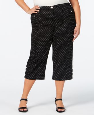 Karen Scott Plus Size Button-Hem Capri Pants, Created for Macy's - Macy's