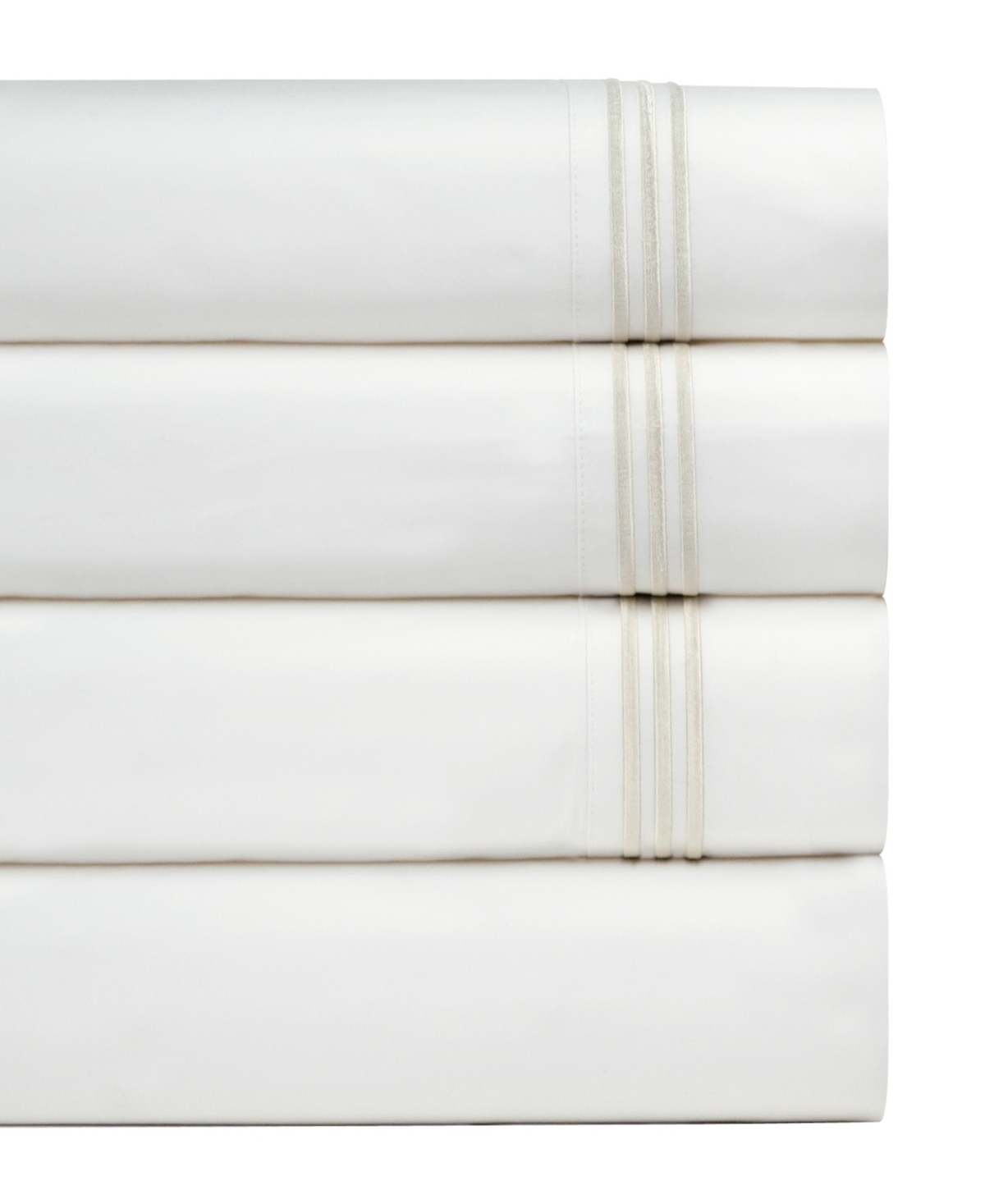 Pointehaven 300 Thread Count Embroidered Cotton Oversized Percale Sheet Sets, King In Ivory