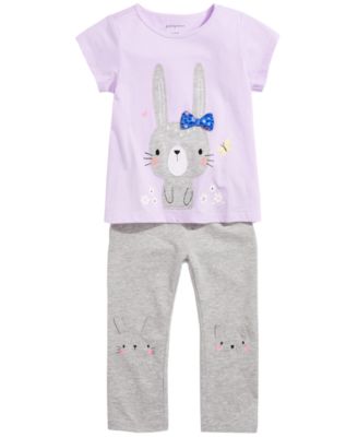 First Impressions Baby Girls Bunny-Print T-Shirt & Animal Leggings, Created for Macy's	