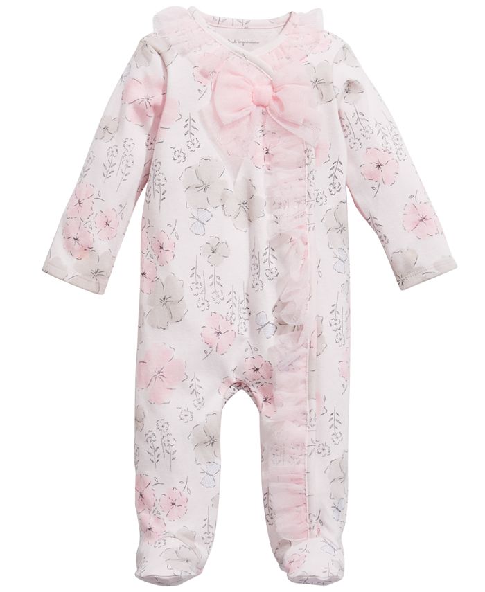 First Impressions Baby Girls Floral-Print Footed Coverall, Created for ...
