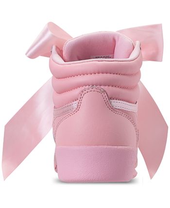 Hervat Samengroeiing bubbel Reebok Little Girls' Freestyle High Top Satin Bow Casual Sneakers from  Finish Line - Macy's