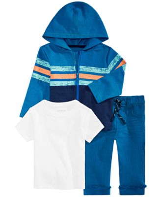 First Impressions Baby Boys Striped Hoodied, T-Shirt & Raw-Hem Cuffed Jeans, Created for Macy's	