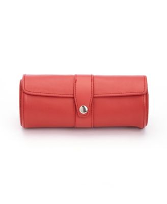 Royce New York Suede Lined Travel Watch Roll - Red