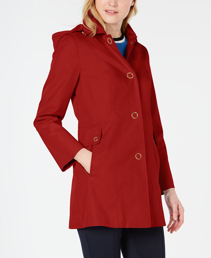 Anne Klein Petite Hooded Water-Resistant Raincoat & Reviews - Coats ...